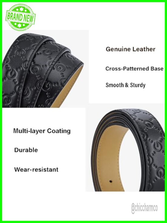Genuine Leather Belt with Gold Buckle Fashion Retro Adjustable main image 4